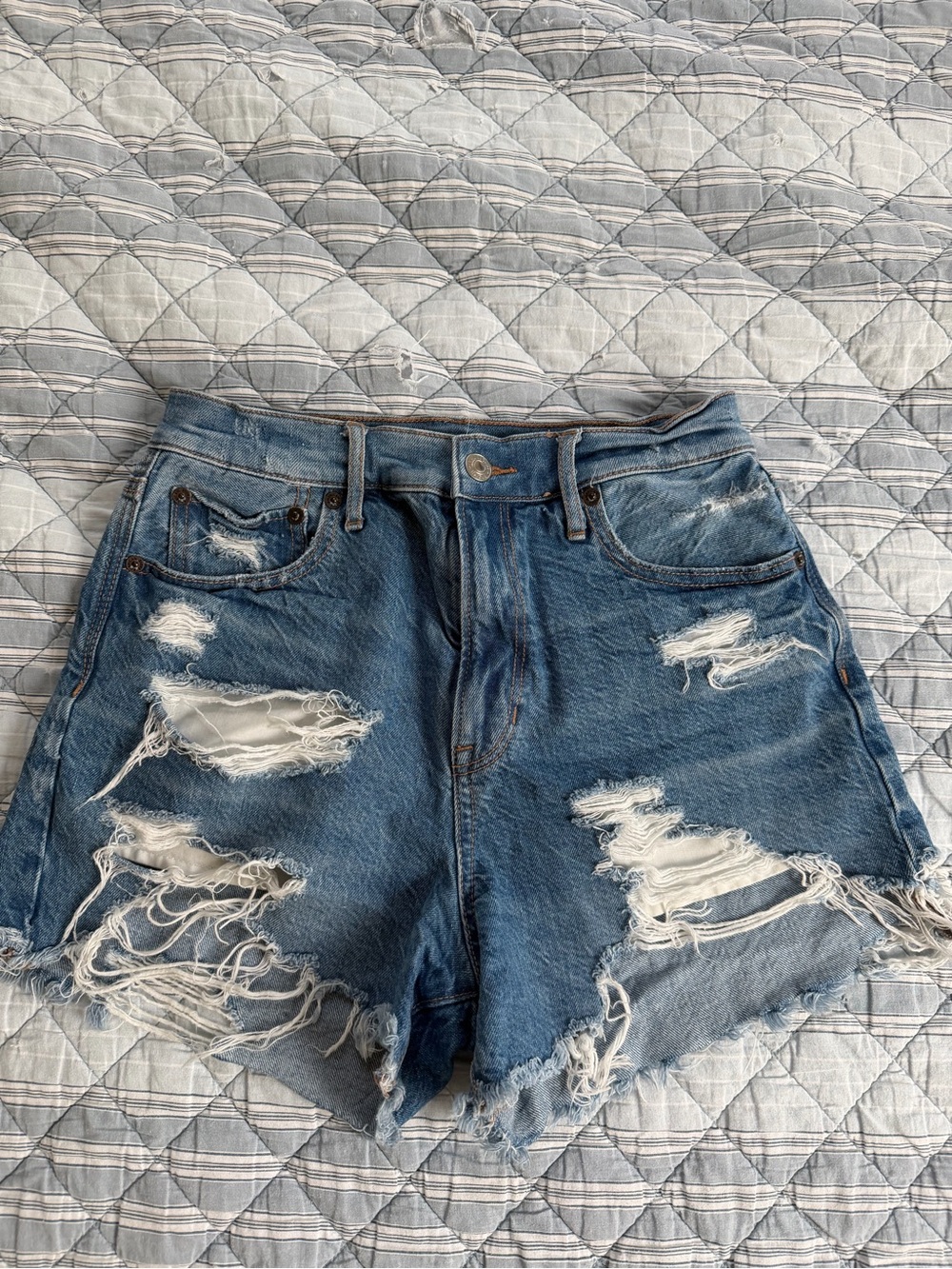 American Eagle Outfitters Distressed Blue Denim Shorts